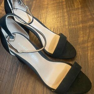 Madden Girl Black Heeled Sandals with Ankle Strap